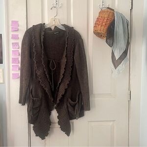 Milani Chocolate Ruffled Cardigan